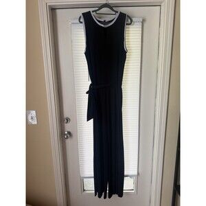 Lauren Ralph Lauren Women Black Sleeveless Wide Legged Tie Waist Jumpsuit XL